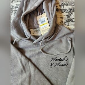 Scotch & Soda Amsterdam Hoodie Mens Medium Gray Relaxed Embroidered Pullover NWT